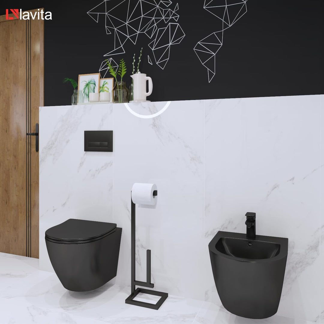 LAVITA Universal Wand Bidet, WC mit Hahnloch und Überlaufschutz aus Keramik 35,5 x 51 x 34 cm Sitzwa