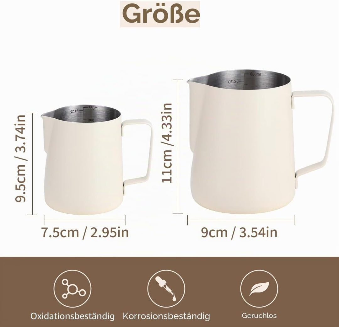 ALXBSONE Milchaufschäumkrug, 600 ml, verdickter 304 Edelstahl, Kaffee ziehen Tasse Milch schäumende