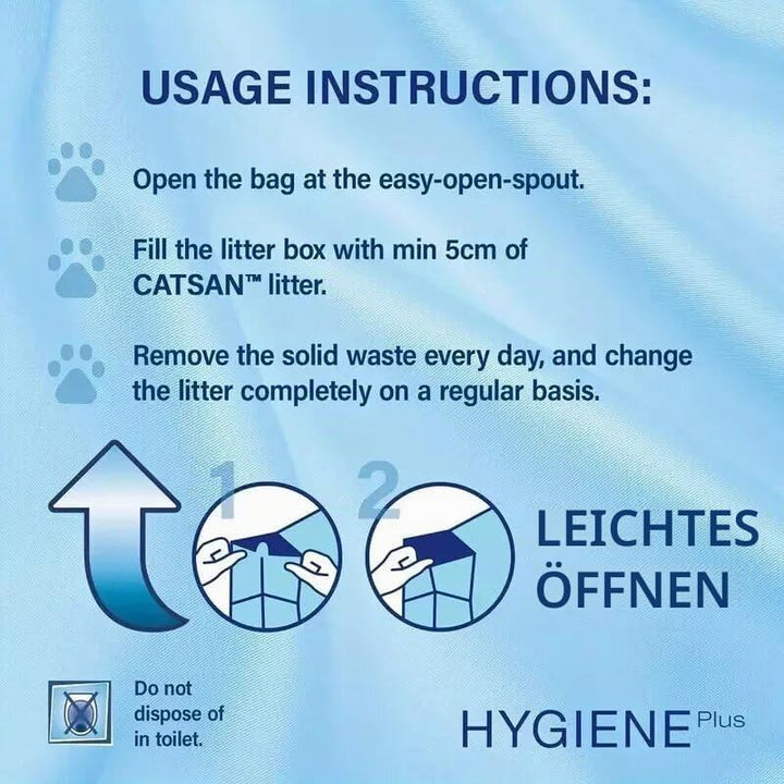 Catsan Hygiene Plus – Weisse Hygienestreu mit Extra-Mineralschutz – 1 x 20 Liter 20 l (1er Pack), 20