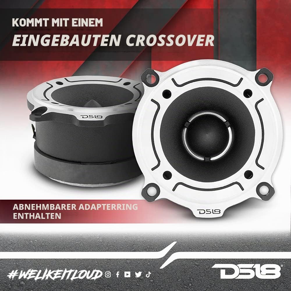 DS18 Car Audio Tweeter 1" Inch 300w Watt Dash Door Super Bullet PRO-TW120 Single silber PRO-TW120 Pa
