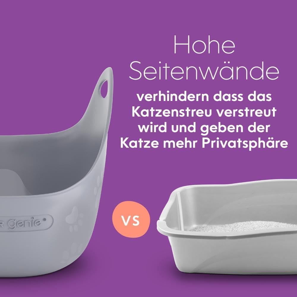 Litter Genie LitterBox Grey, Katzentoilette grau, Elegantes und praktisches Design, einfache Entleer