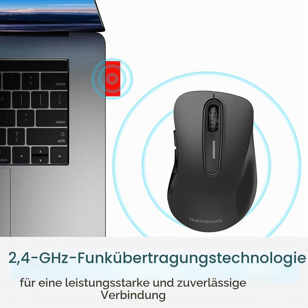 memzuoix Kabellose Maus 2.4GHz, Tragbare Optische Wireless Maus 1400 DPI mit Mini-USB-Empfänger, 5 T