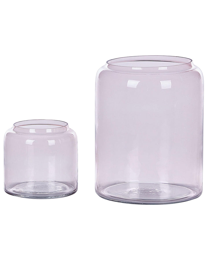 Set aus 2 dekorativen Vasen aus farbigem Glas 11 / 20 cm rosa Rasam