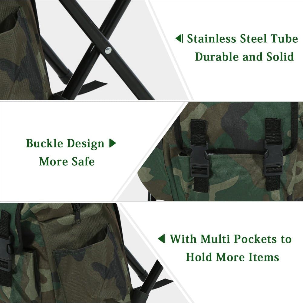 VGEBY Angelrucksack Stuhl, Tragbar Rucksack mit Stuhl Fischerstuhl Angeln Klappbarer Hocker Sitz mit