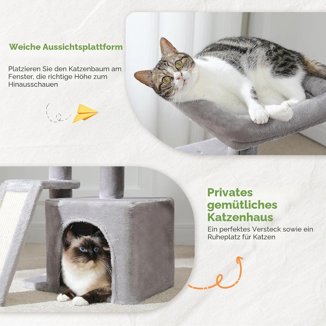 PAWZ Road Kleiner Kratzbaum mit Kratzmatte, Hängematte, Eigentumswohnung und Korb, Kleiner Katzenbau