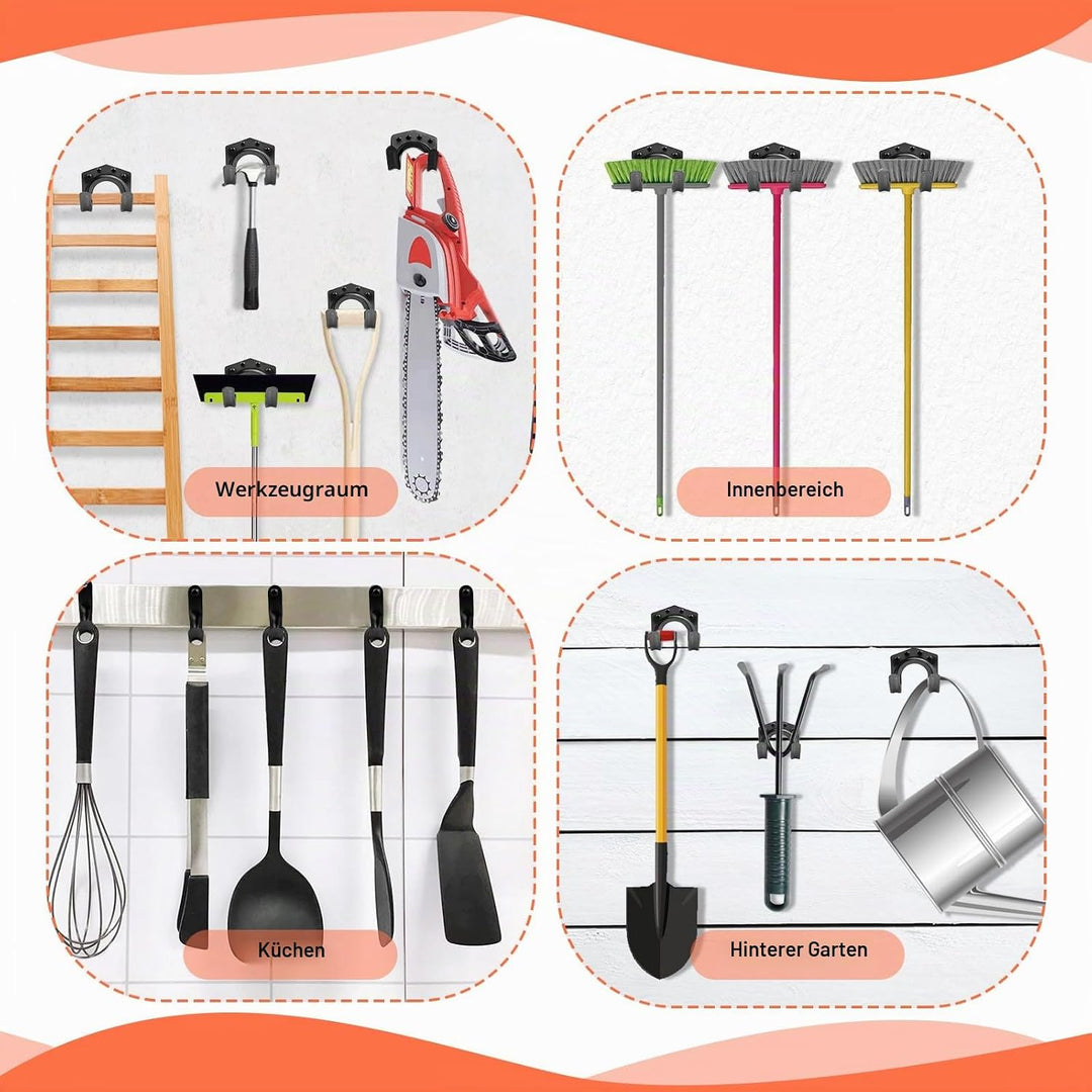 18 Stk Gartengerätehalter Haken, Einzelhaken/Doppelhaken Gerätehalter für Garage, Garten, Fahrradsch