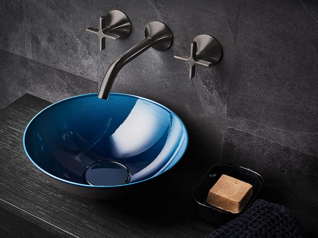 Alape˘ Waschschale, Waschbecken, Deep Blue, aus emailliertem Stahl, hygienische Oberfläche, rund Ø 3
