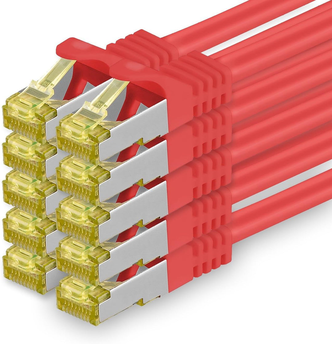 Cat.7 Netzwerkkabel 2m Rot 10 Stück Cat7 Ethernetkabel Netzwerk LAN Kabel Rohkabel 10 Gb s SFTP PIMF