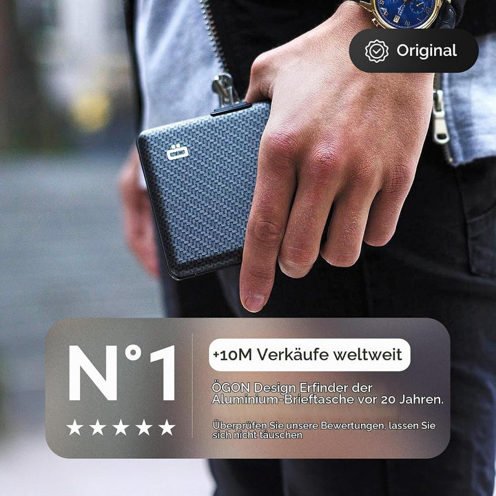 ÖGON Smart Wallets - Aluminium Geldbörse Big Stockholm - RFID Blockierung Kartenetui - Bis zu 10 Kar