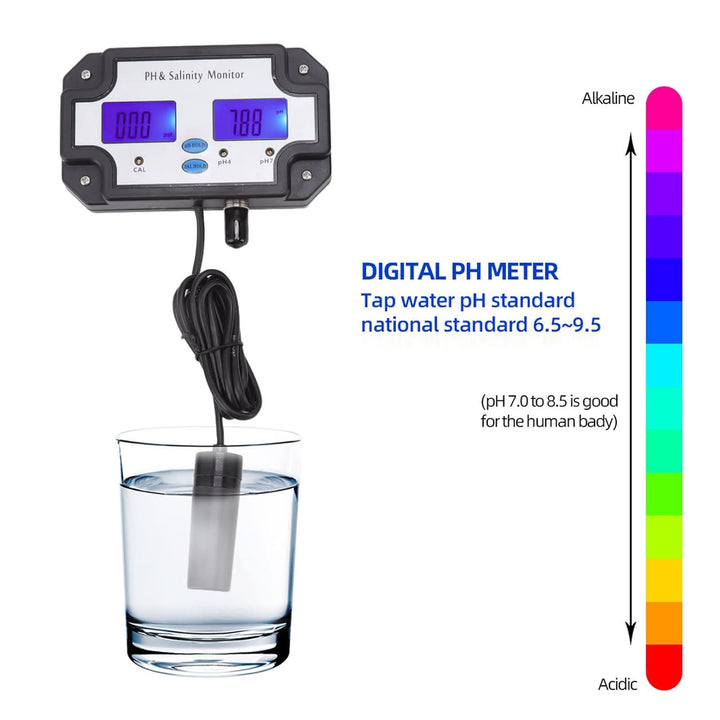 Topyond 2-in-1-Wasserqualitätstester,Wasserqualitätsmonitor Digitaler,PH Messgerät mit LCD,PH Monito