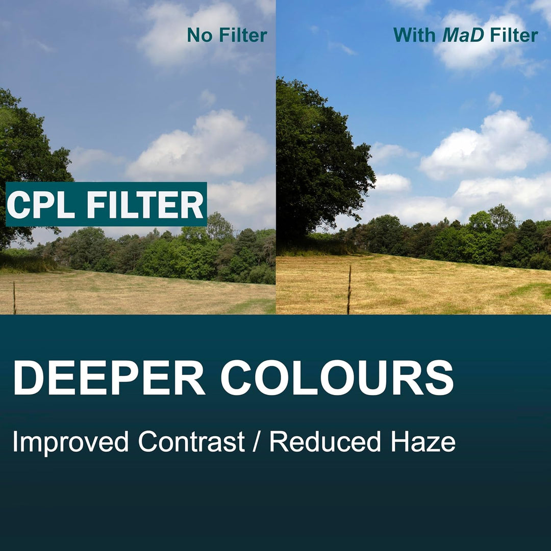 MaD Camera - 49mm CPL Zirkular-Polarisationsfilter - Farbsättigung & Kontrastverstärkung - Premium K