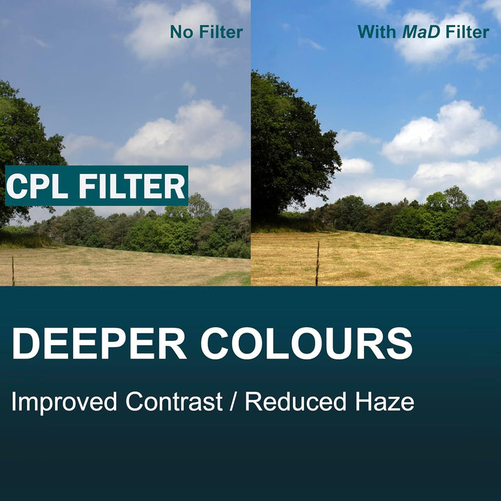MaD Camera - 49mm CPL Zirkular-Polarisationsfilter - Farbsättigung & Kontrastverstärkung - Premium K