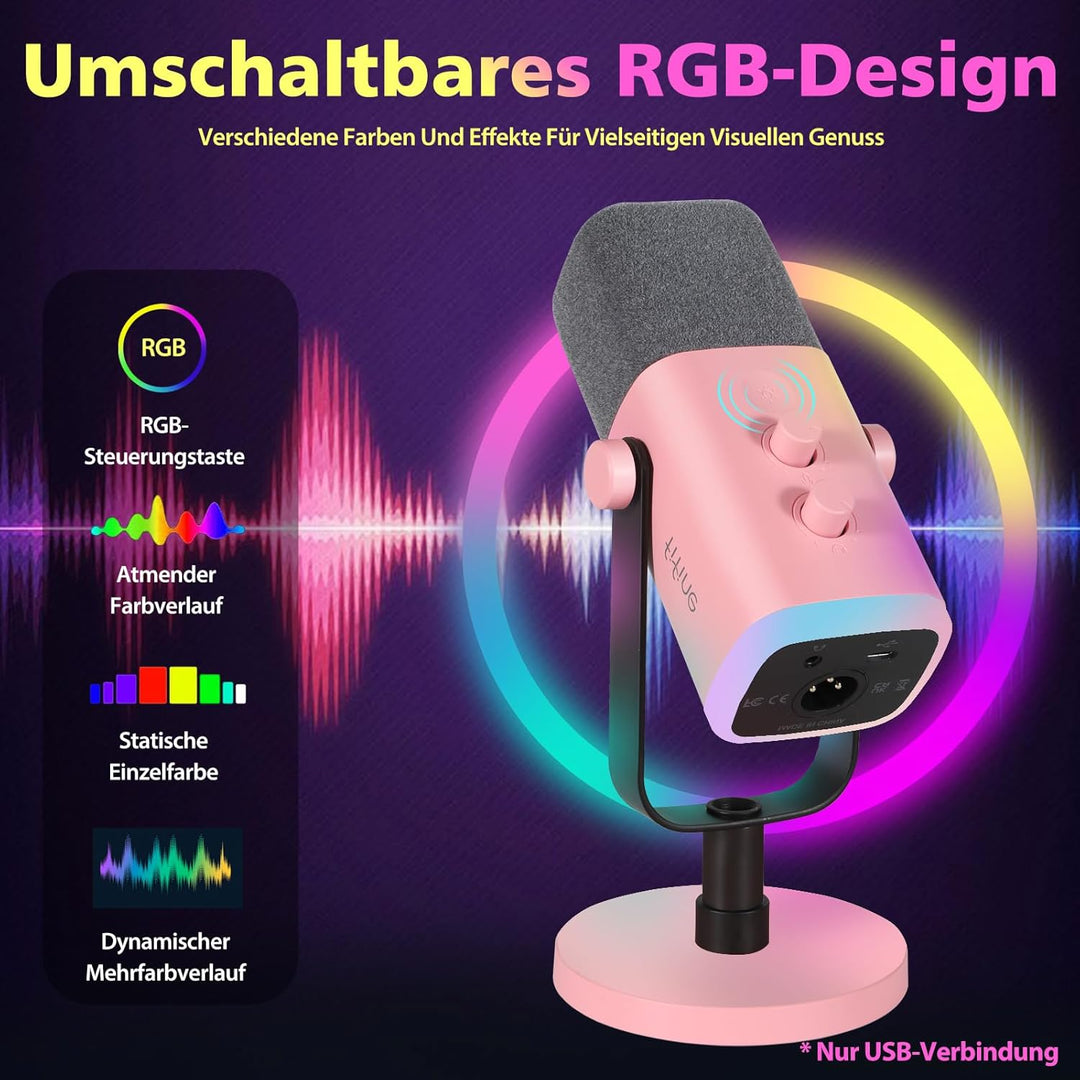 FIFINE USB XLR Mikrofon für Streaming Podcast Studio, Dynamisch Microphone Gaming PC mit Stummschalt