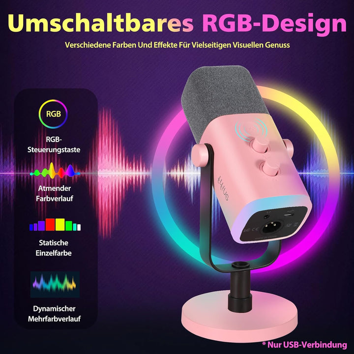 FIFINE USB XLR Mikrofon für Streaming Podcast Studio, Dynamisch Microphone Gaming PC mit Stummschalt
