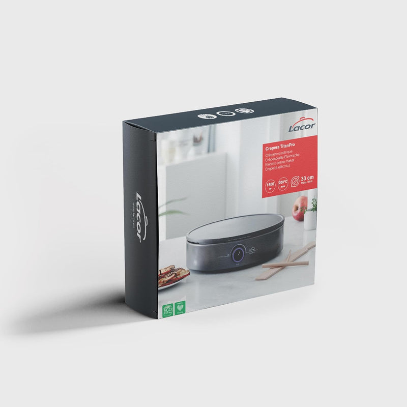 Lacor - 69433 - Elektrischer Crêpe 1500W, Crêpes XL, einstellbarer Thermostat, Kontrollleuchte, inkl