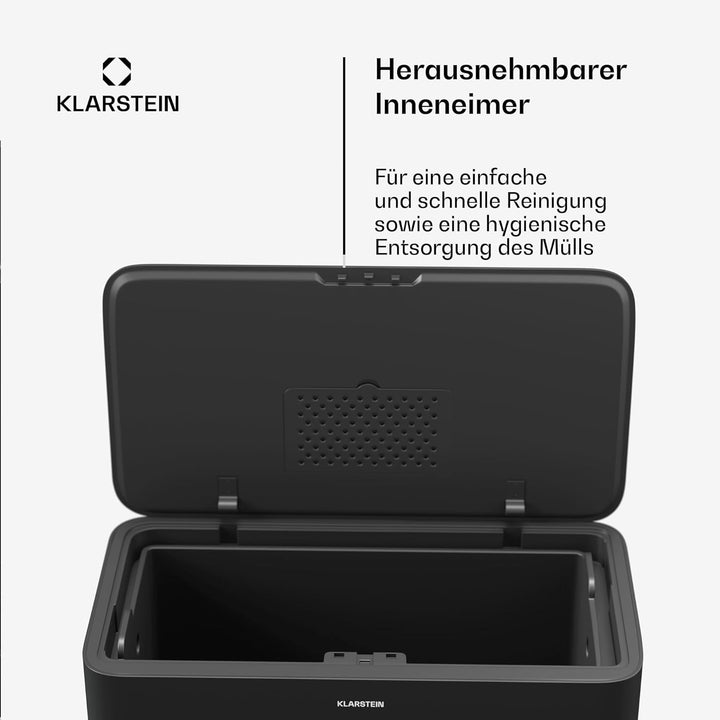 Klarstein Yuma Mülleimer - 30L Abfalleimer mit Geruchsfilter, Druckknopf, Herausnehmbarer Inneneimer
