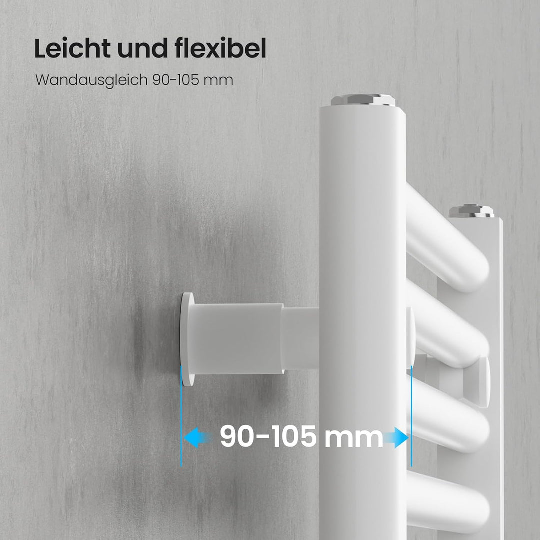Heilmetz Weiss BadHeizkörper 40 x 160 cm Handtuchtrockner Bad-Heizkörper Handtuchheizkörper Mittelan
