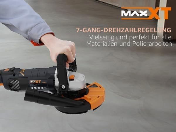 Betonschleifer Betonfräse Set, MAXXT Steinschleifer 1500W 7 Einstellbare Geschwindigkeiten 1000-8500