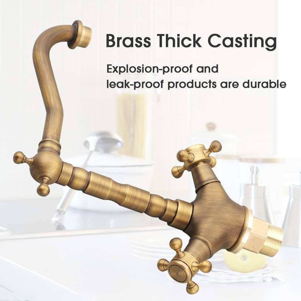 Antikes Messing Küchenarmatur, Retro Gold Wasserhahn für Küchen und Bad Waschbecken, Mischbatterie f