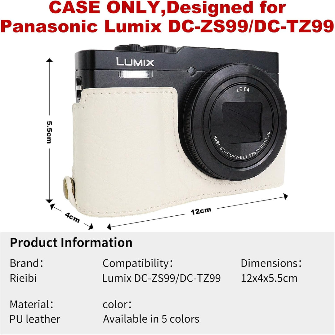Rieibi TZ99 Kameratasche, PU Leder Kameratasche für Panasonic Lumix DC-TZ99 Digitalkamera, abnehmbar