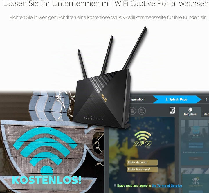 Asus 4G-AX56 LTE WLAN-Router (WiFi-6 AX1800, SIM Slot, LTE Cat. 6 bis zu 300 Mbits, Gigabit LAN, AiP