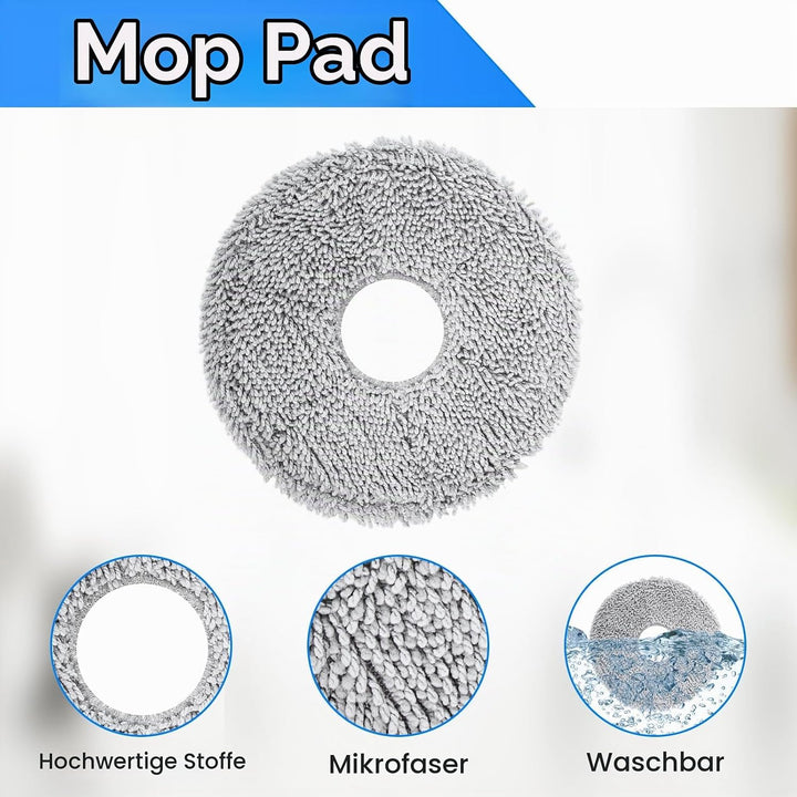 ZubehörSet für Mova E40 Ultra Saugroboter Ersatzteile. 1 Hauptbürste, 4 Hepa-Filter, 4 Wischer-pad,