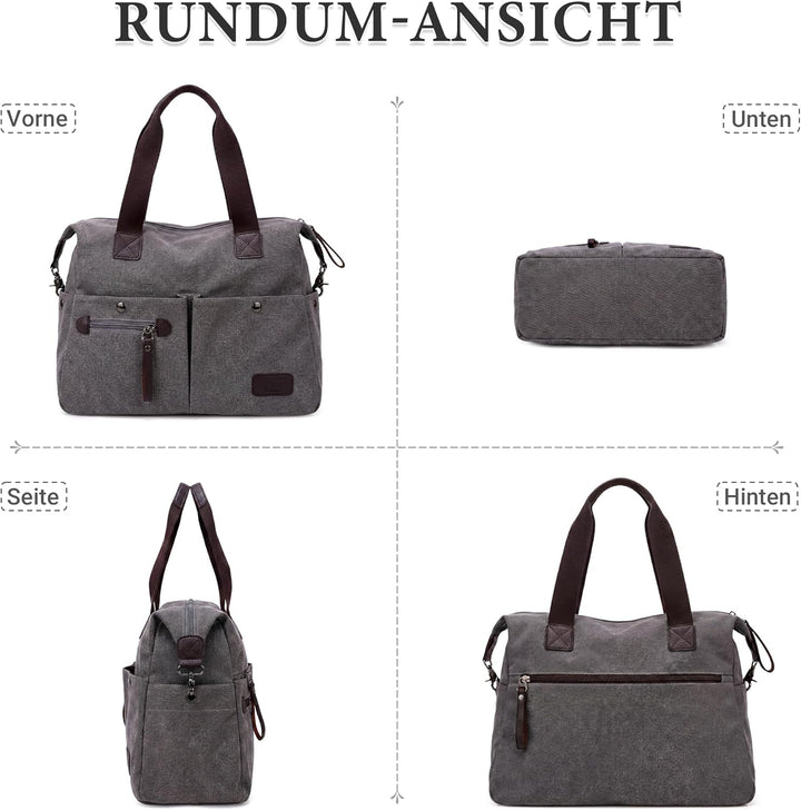DIRRONA Mode Damen Canvas Handtasche Canvas Schultertasche Beiläufig Hobo Tasche Schule Einkaufen Tr