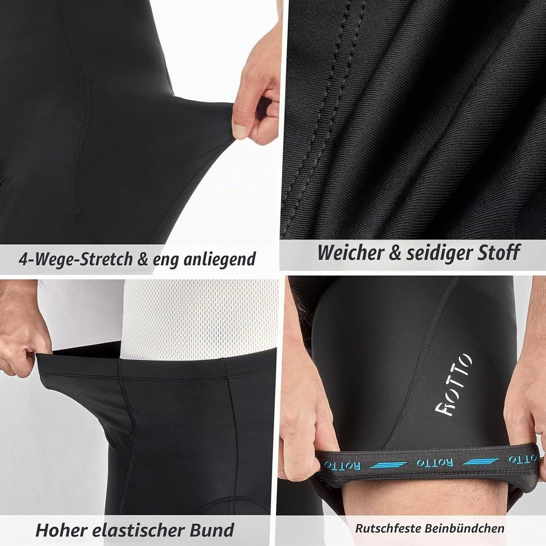 ROTTO Radlerhose Herren Fahrradhose Kurz Radhose Gepolstert Gemütlich stossfeste S A Schwarz, S A Sc