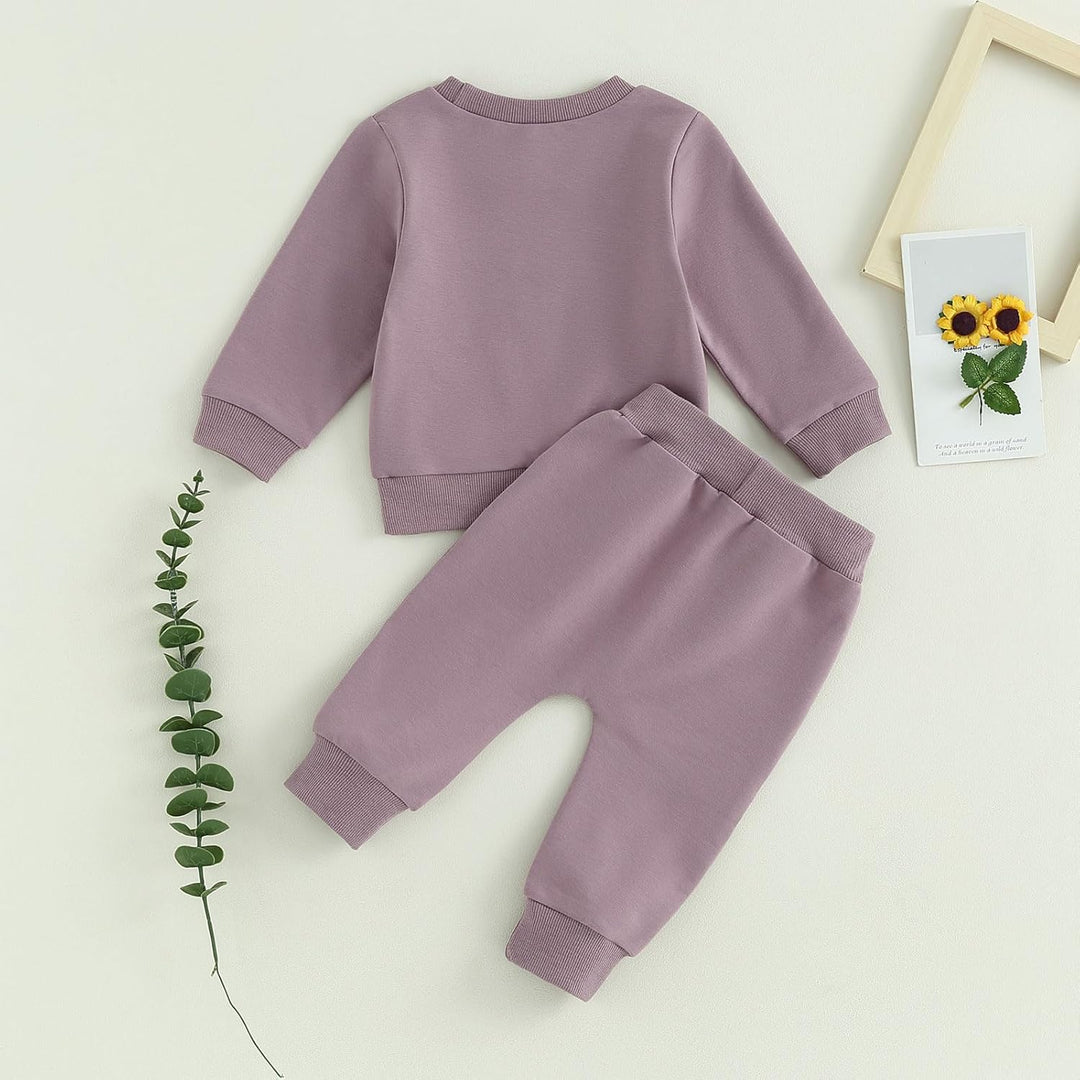 Baby Mädchen Kleidung Sweatshirt + Lange Hose Zweiteiler Babykleidung Set Kleinkind Outfits A Lila 6