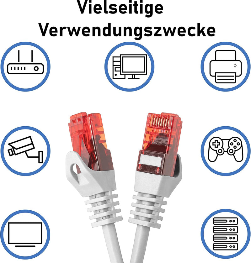 BIGtec - 5 Stück - 50m Gigabit Netzwerkkabel Patchkabel Ethernet LAN DSL Patch Kabel weiss (2x RJ-45