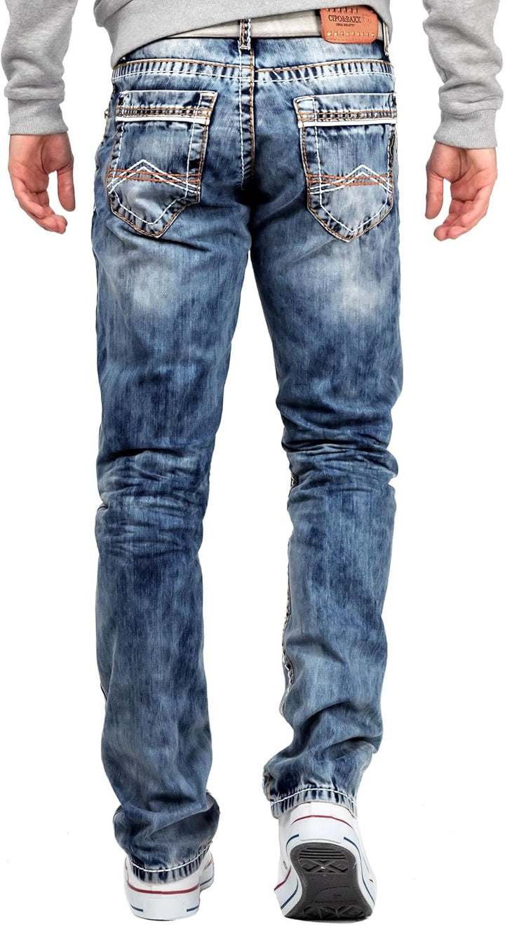 Cipo & Baxx Herren Jeans – Stilvolle Regular-Fit Denim mit Kontrastnähten | 5-Pocket-Design & Stone-