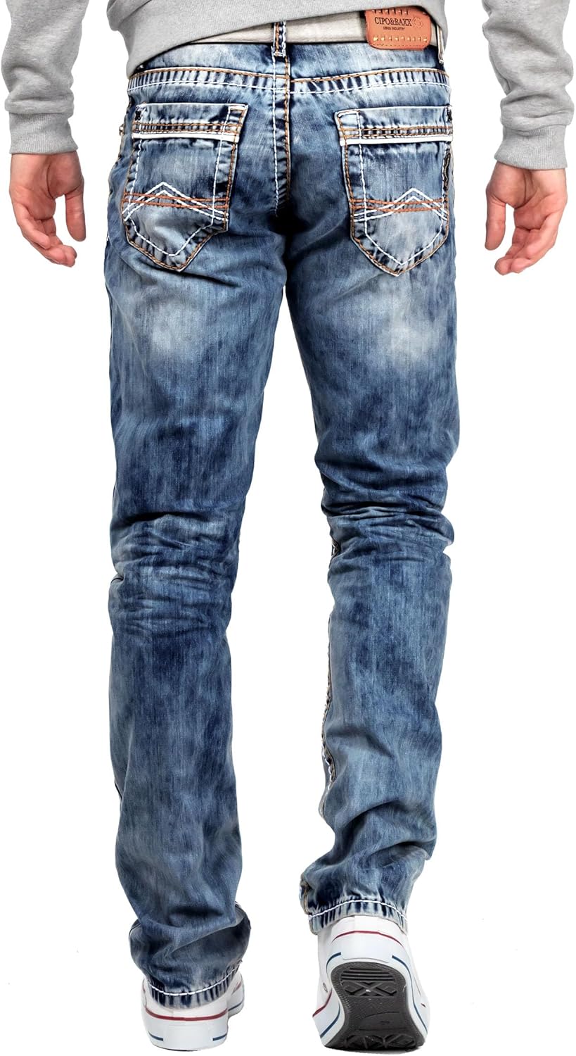 Cipo & Baxx Herren Jeans – Stilvolle Regular-Fit Denim mit Kontrastnähten | 5-Pocket-Design & Stone-