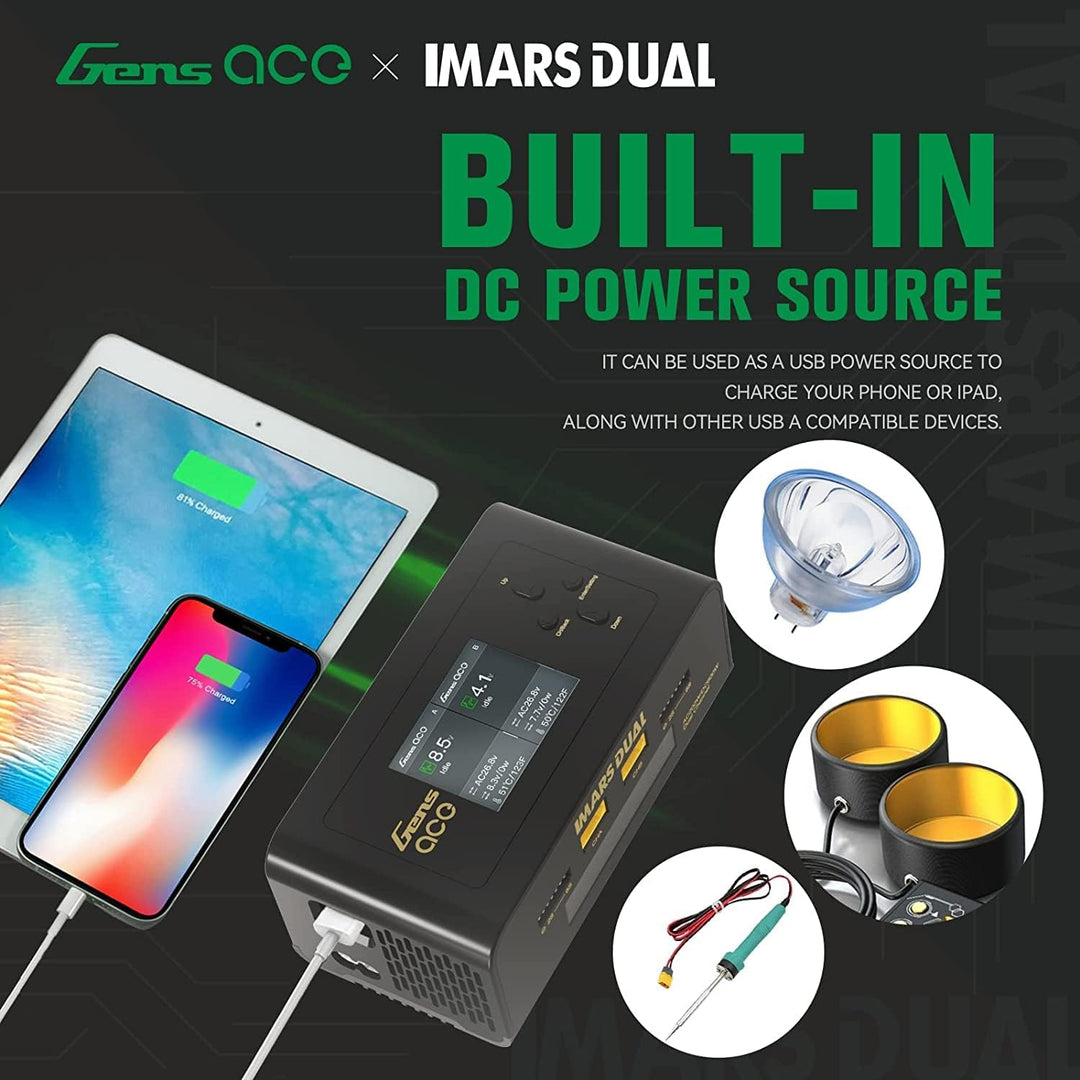 Gens ace lipo Ladegerät Imars Dual Channel RC Ladegerät für NiMH/Lipo Akku Ladegerät mit Deans T XT6