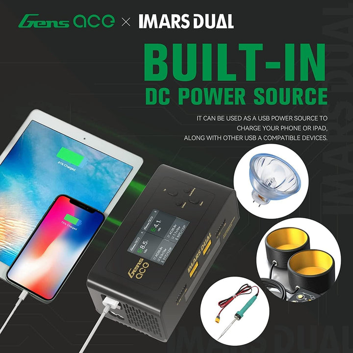 Gens ace lipo Ladegerät Imars Dual Channel RC Ladegerät für NiMH/Lipo Akku Ladegerät mit Deans T XT6