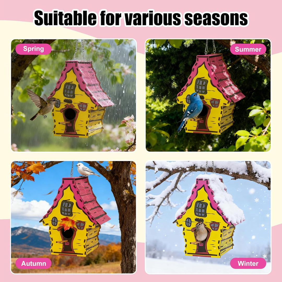 Vogelfutterhaus Vogelhaus zum Aufhängen,aus Holz,Wetterfest,Mit Kette Zum Aufhängen,ideales Zuhause