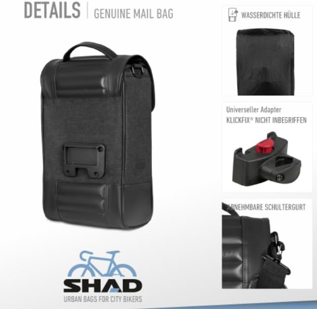 SHAD Bikes - Lenkertasche Fahrrad KLICKfix 8L - Retro Lenkertasche wasserdicht & kompakt - Fahrradle