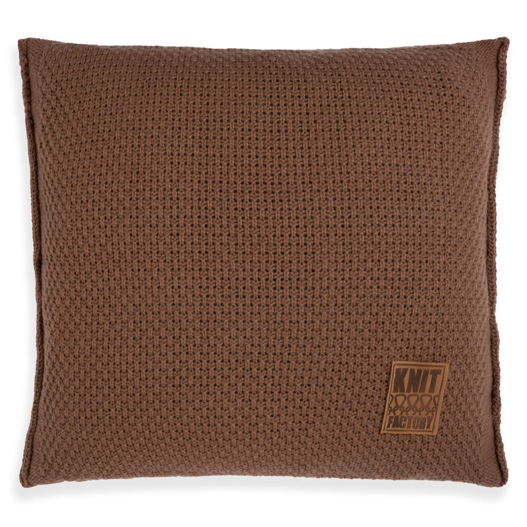 KNIT FACTORY - Jesse Zierkissen - Quadratische Sofa Kissen - Tobacco - Gestrickter Dekokissen - Couc