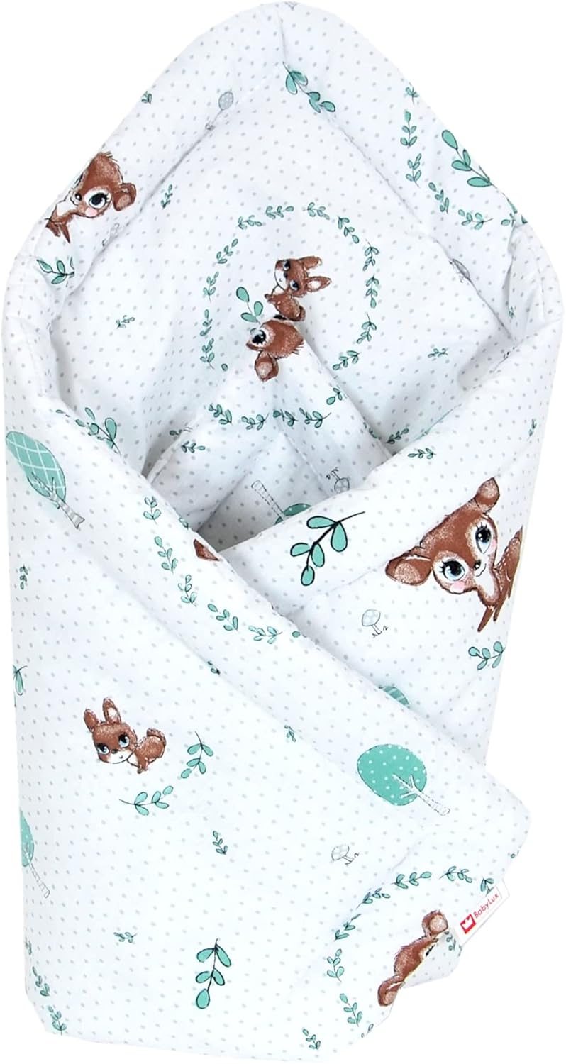 Babylux Einschlagdecke BABYHÖRNCHEN 75 x 75 cm Baby Neugeborene Erstausstattung (120. Wald REH), 120