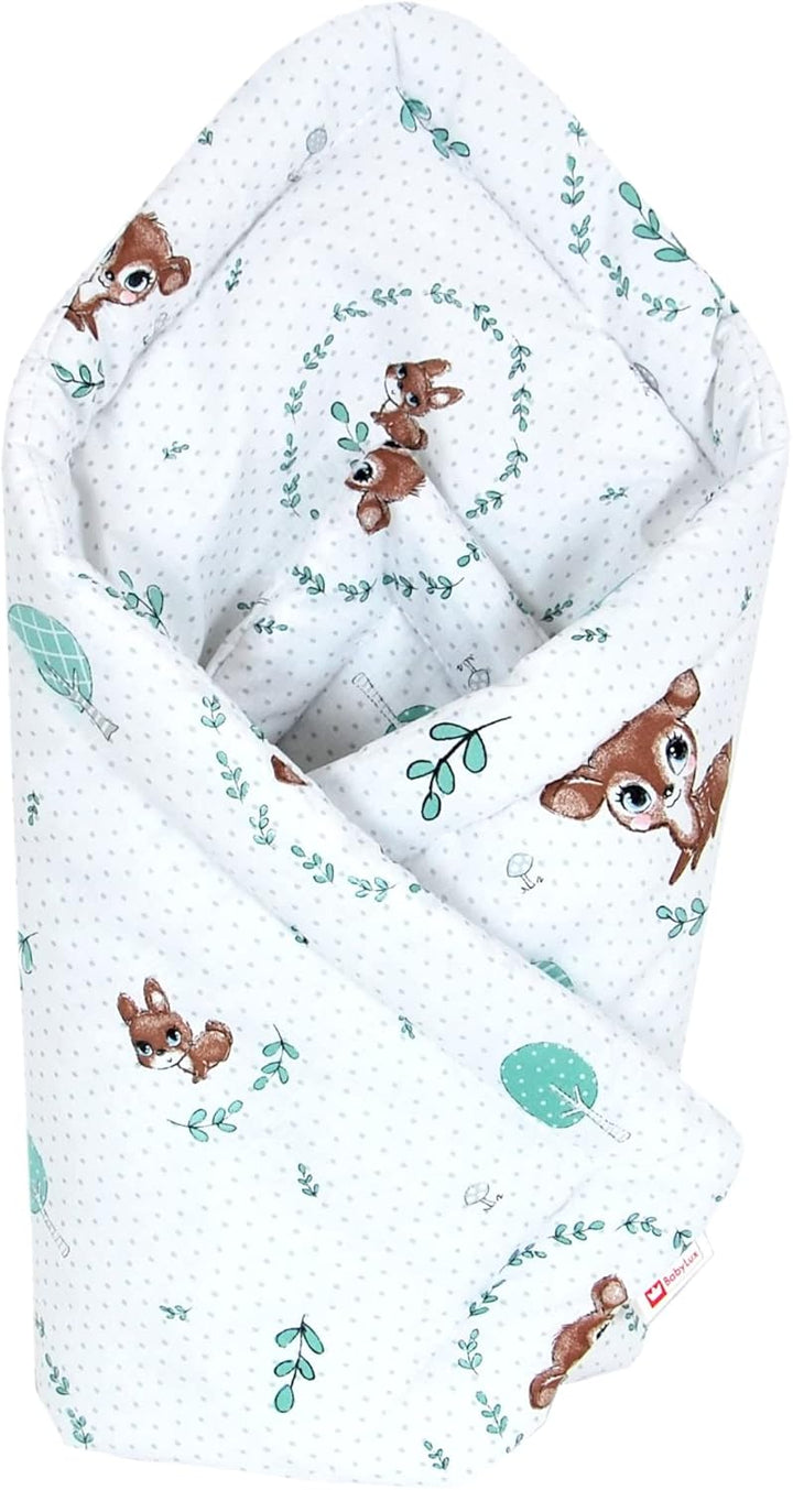 Babylux Einschlagdecke BABYHÖRNCHEN 75 x 75 cm Baby Neugeborene Erstausstattung (120. Wald REH), 120