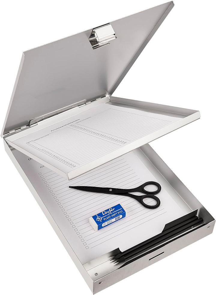 Läufer 21017 Formularhalter mit Box, Aluminium, mit Abteiltrenner