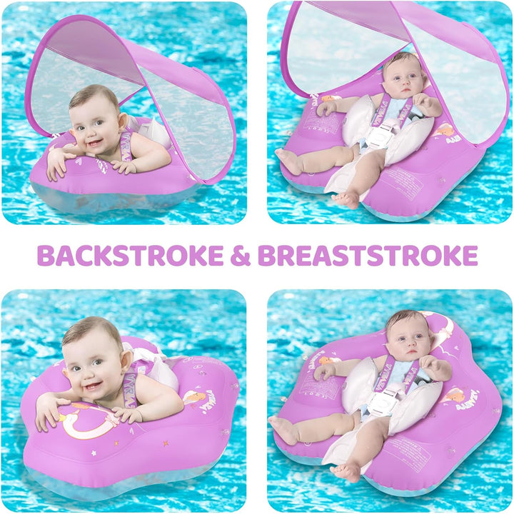 Aufblasbarer Baby Schwimmring, Swimming Float mit Baldachin und Sicherheitssitz, Baby Schwimmtrainer