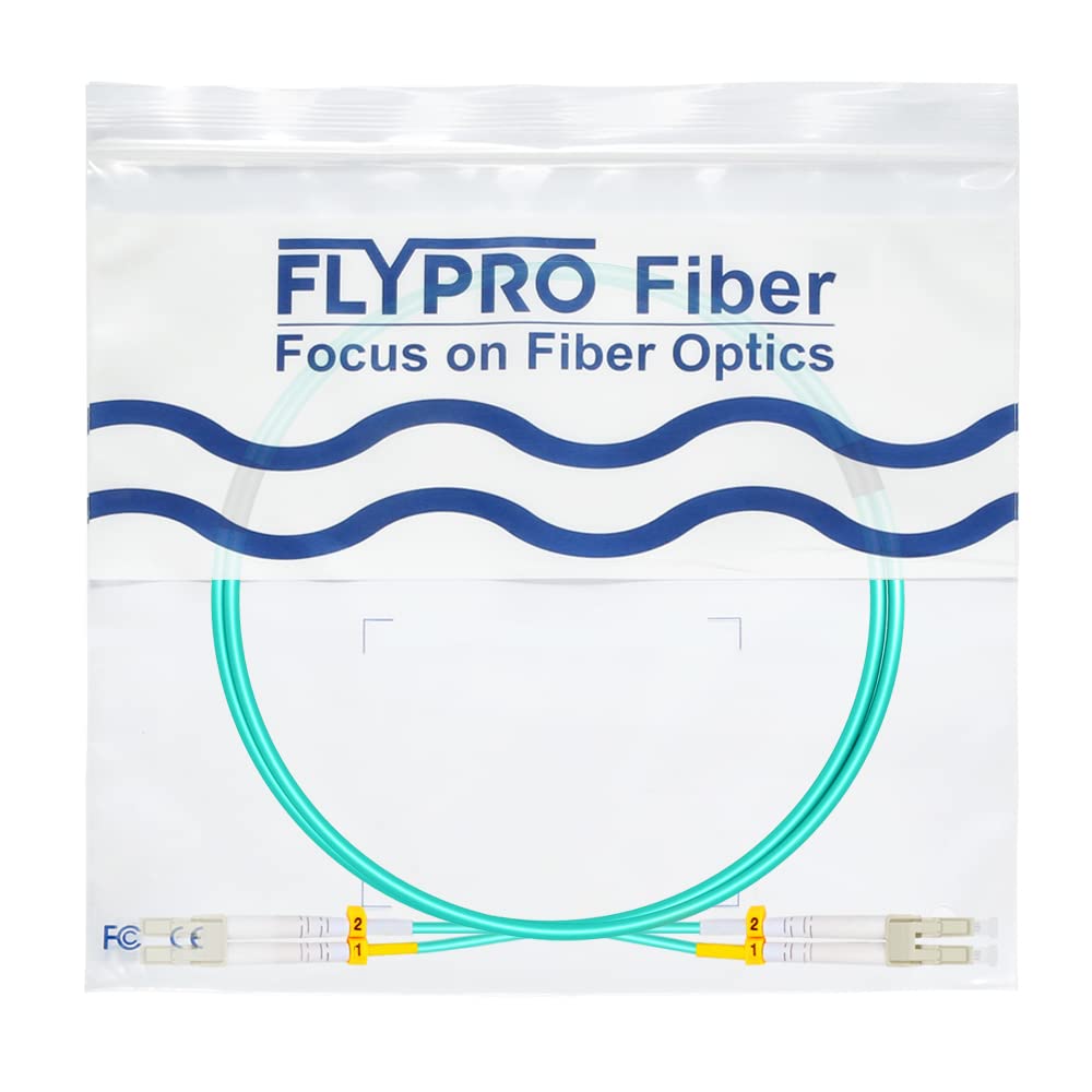 FLYPROFiber 0.2M OM3 LC auf LC LWL Glasfaser Patchkabel | Längenoptionen: 0,2m-100m, 10 GB Duplex LC