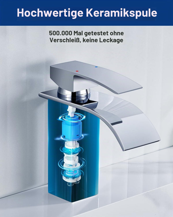 Wasserhahn Bad, CECIPA Wasserfall Wasserhahn Bad Edelstahl Waschtischarmatur Wasserfall mit Auslauf