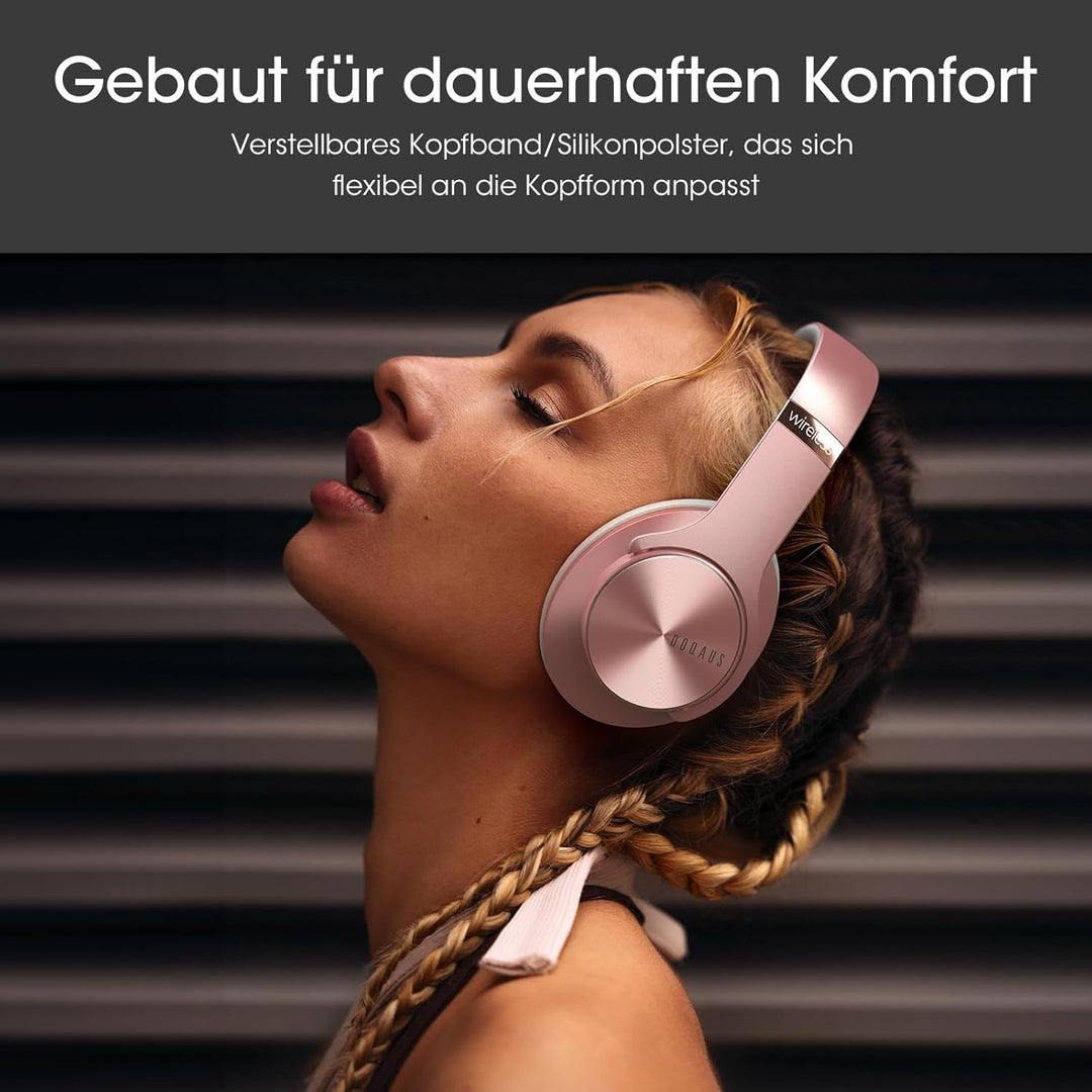 DOQAUS Bluetooth Kopfhörer Over Ear, Bis zu 90 Std Kabellose Kopfhörer mit 3 EQ-Modi, HiFi Stereo Fa