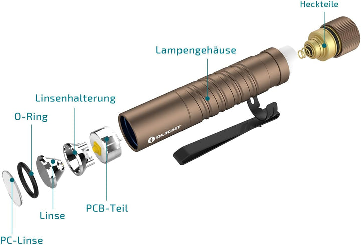 OLIGHT I3T Mini LED Taschenlampe 180 Lumen 60m Reichweite, kleine Lampe mit Endkappenschalter, Wasse