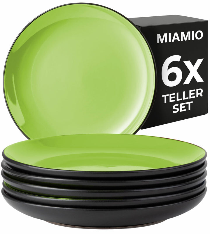 MIAMIO Le Papillon Kollektion – Dessertteller 6er Set Steingut Geschirrserie 21 cm – Spülmaschinen-