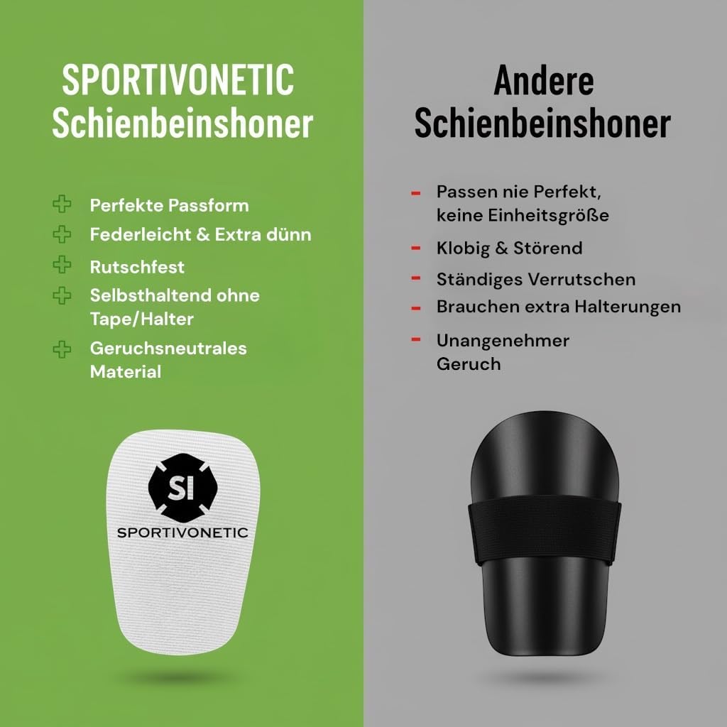 SPORTIVONETIC® High Performance Schienbeinschoner Anpassbar für Erwachsene & Kinder, Damen & Herren