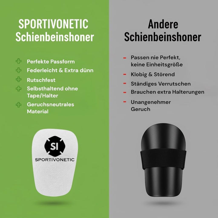SPORTIVONETIC® High Performance Schienbeinschoner Anpassbar für Erwachsene & Kinder, Damen & Herren