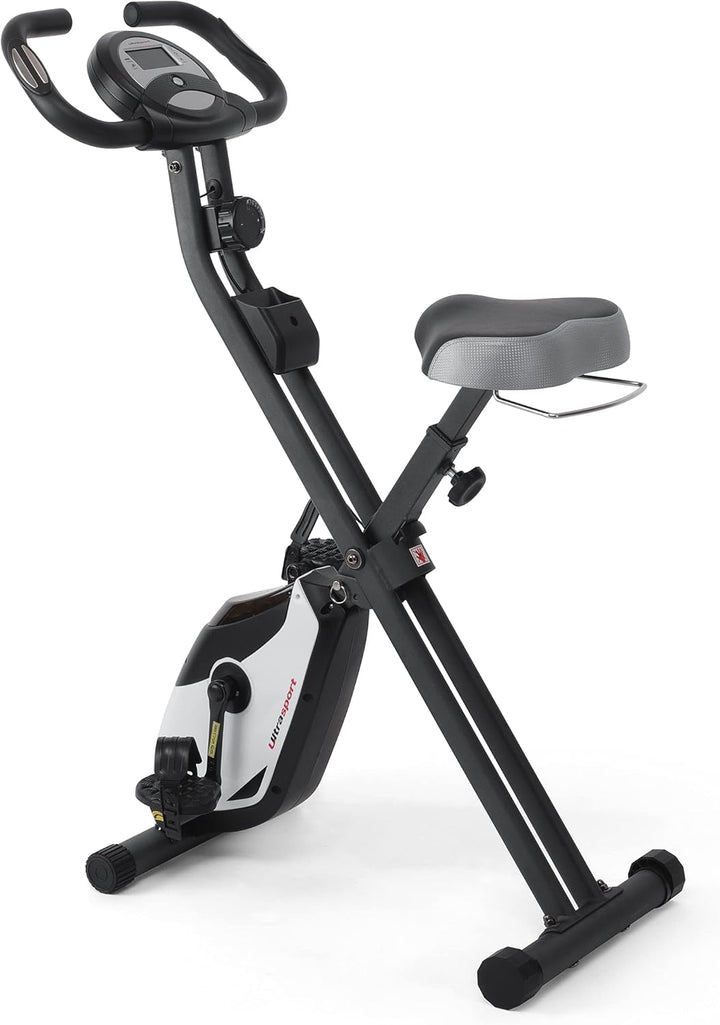 Ultrasport F-Bike, Fahrradtrainer, Heimtrainer, faltbares Fitnessfahrrad, integrierter Trainingscomp