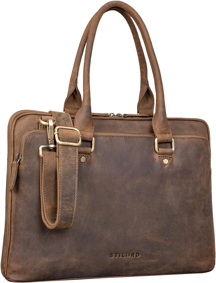 STILORD 'Joanna' Laptoptasche Damen elegant Leder Businesstasche Ledertasche Frauen Henkeltasche für
